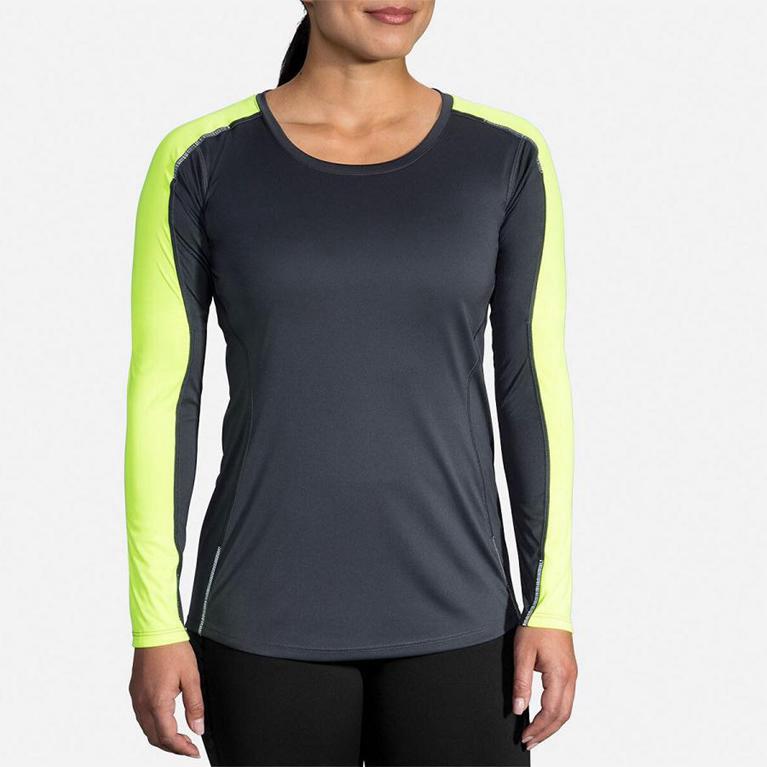 Brooks Nightlife Long Sleeve Running Shirt - Women's - Grey (79805-TGFS)